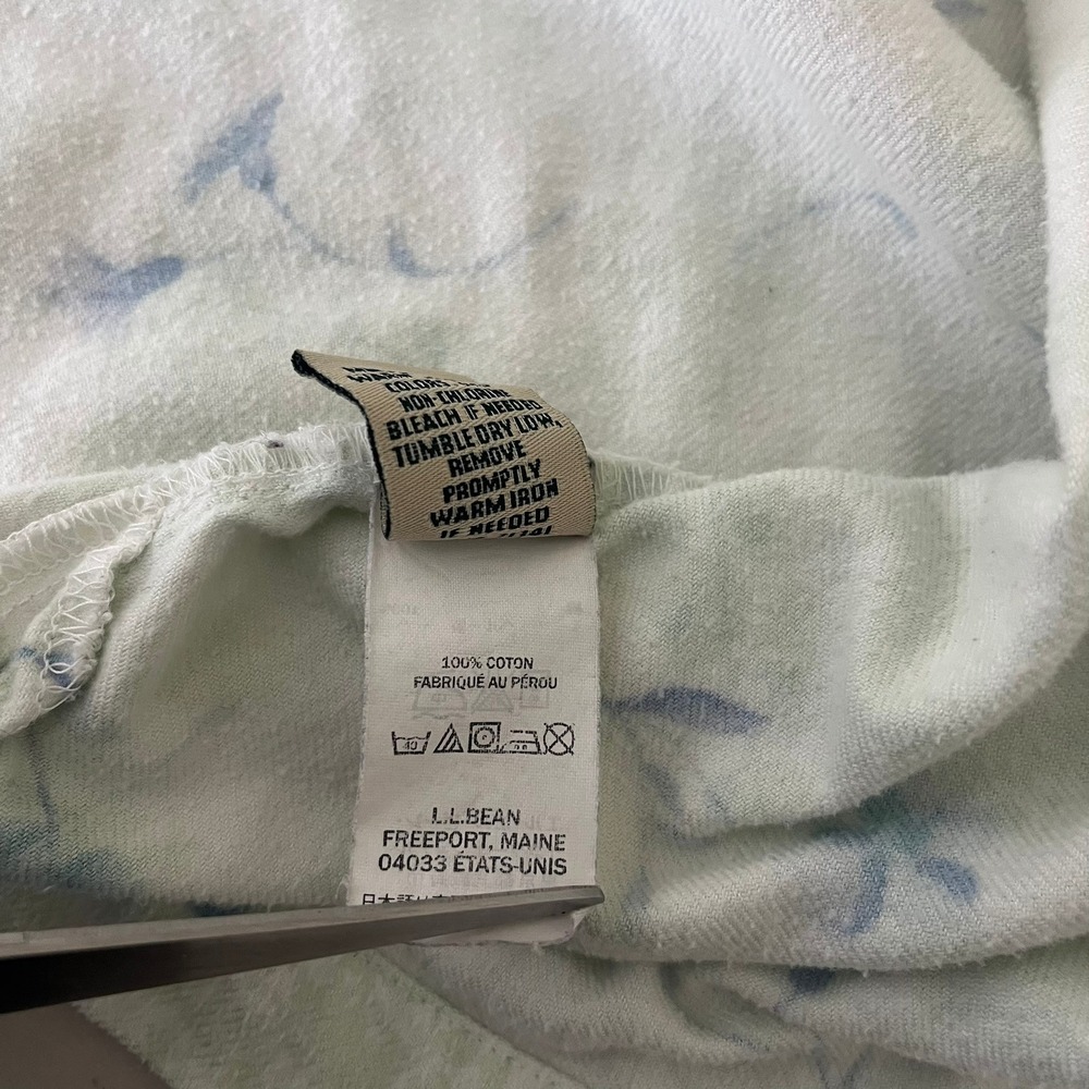 LL Bean Womens Petite Small Flannel Pajama Top Blue Floral Cotton - Picture 6 of 14